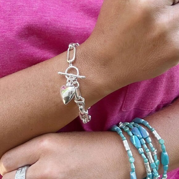 SILVER - Charlie bracelet, dangling heart - Picture 2 of 2